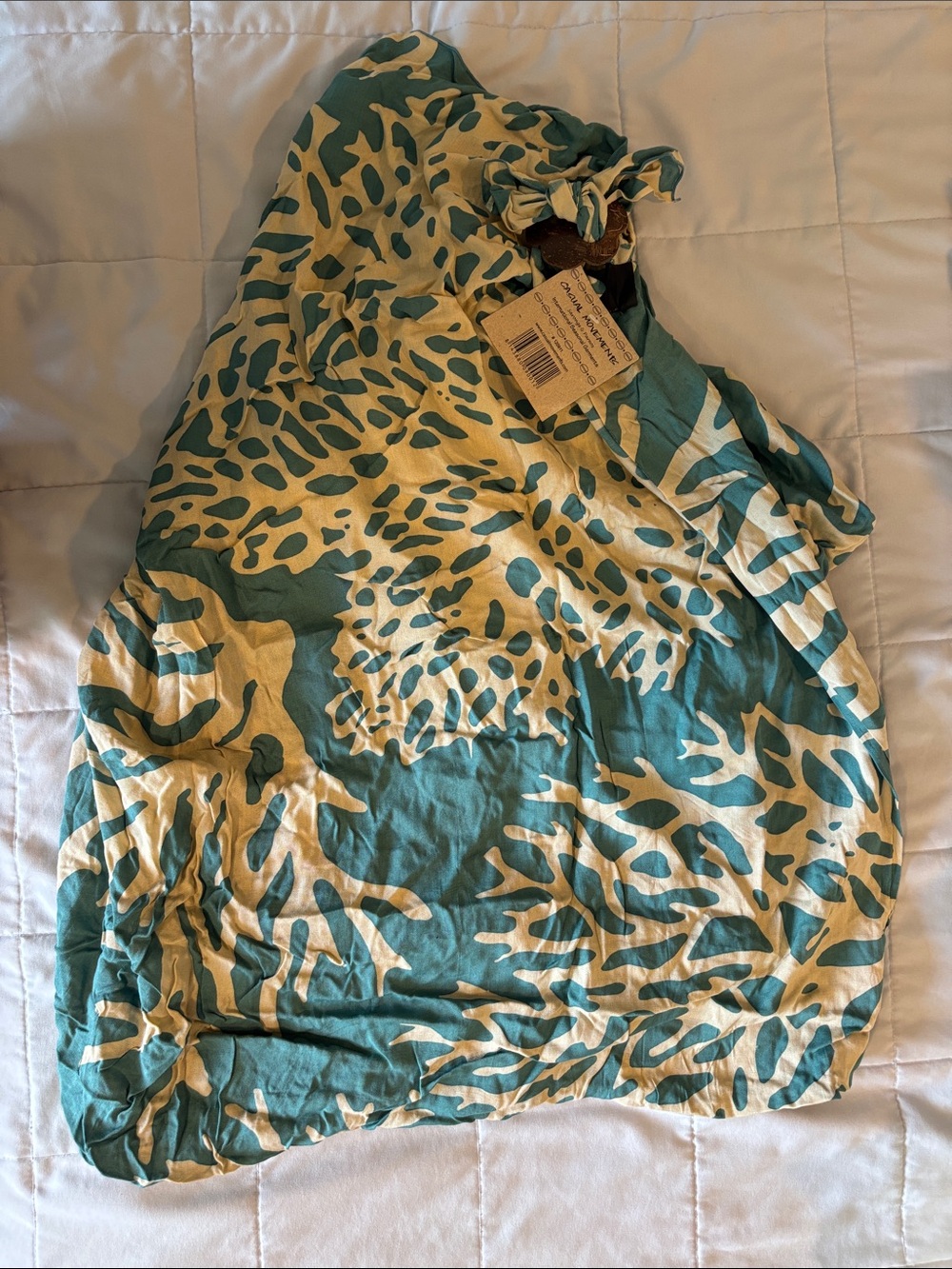 Green and Cream Abstract Print Lightweight sarong